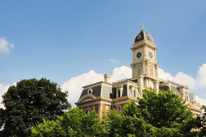 The historic Hamilton County Courthouse in Noblesville, IN