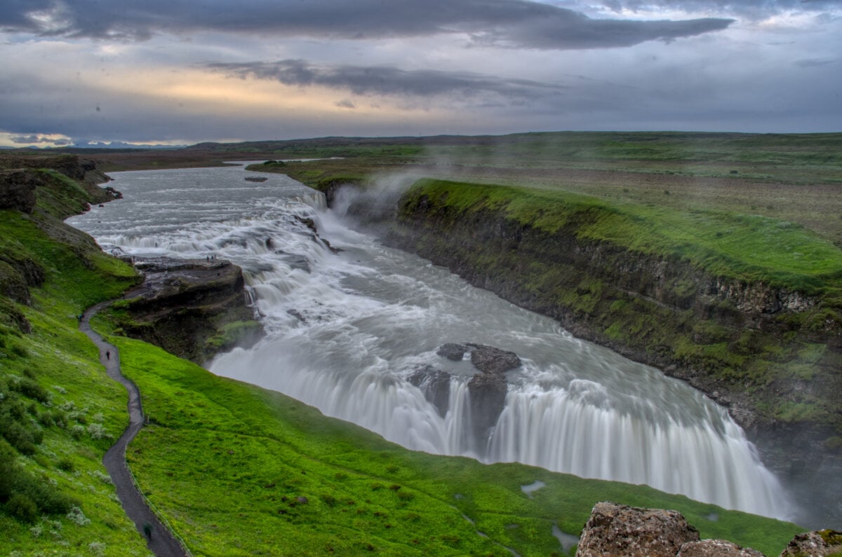 Aerial view of Gulfoss waterfall in Iceland