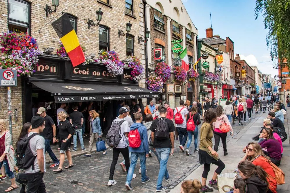 People walking down busy street in Dublin — Getty Images