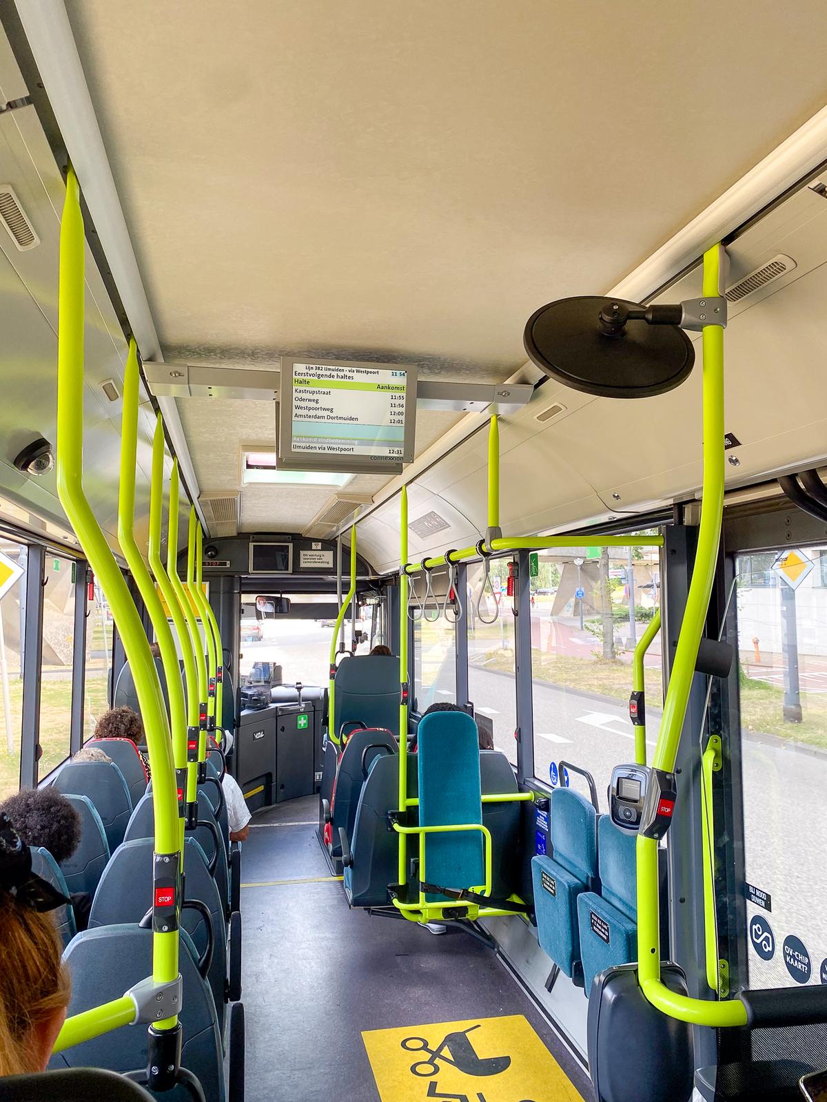 Amsterdam city bus interior with modern design and accessibility features