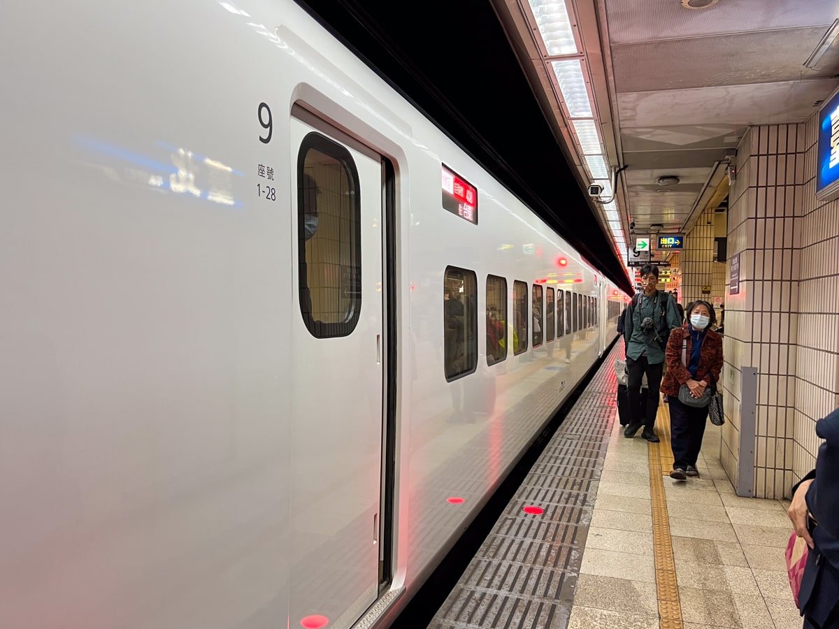 Passengers on subway taking the train in Taiwan.