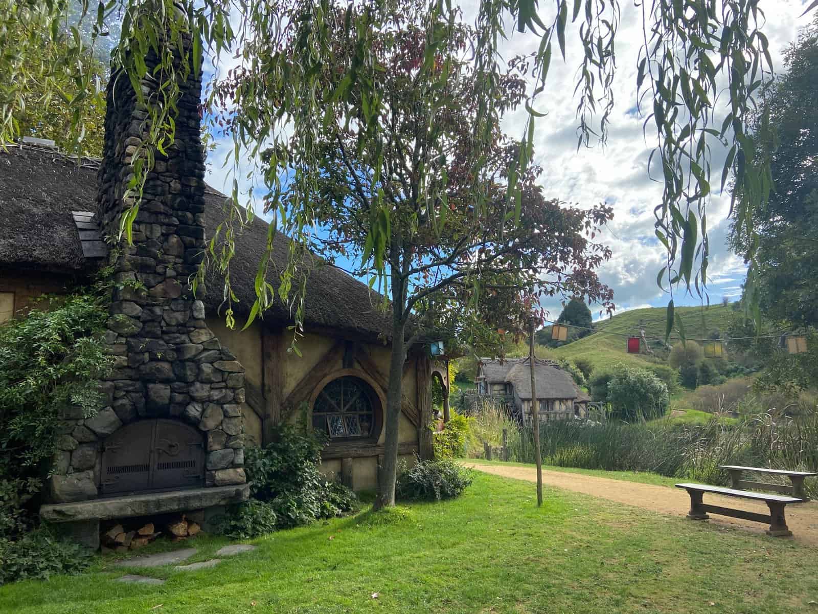 Outside The Green Dragon Inn in Hobbiton, New Zealand