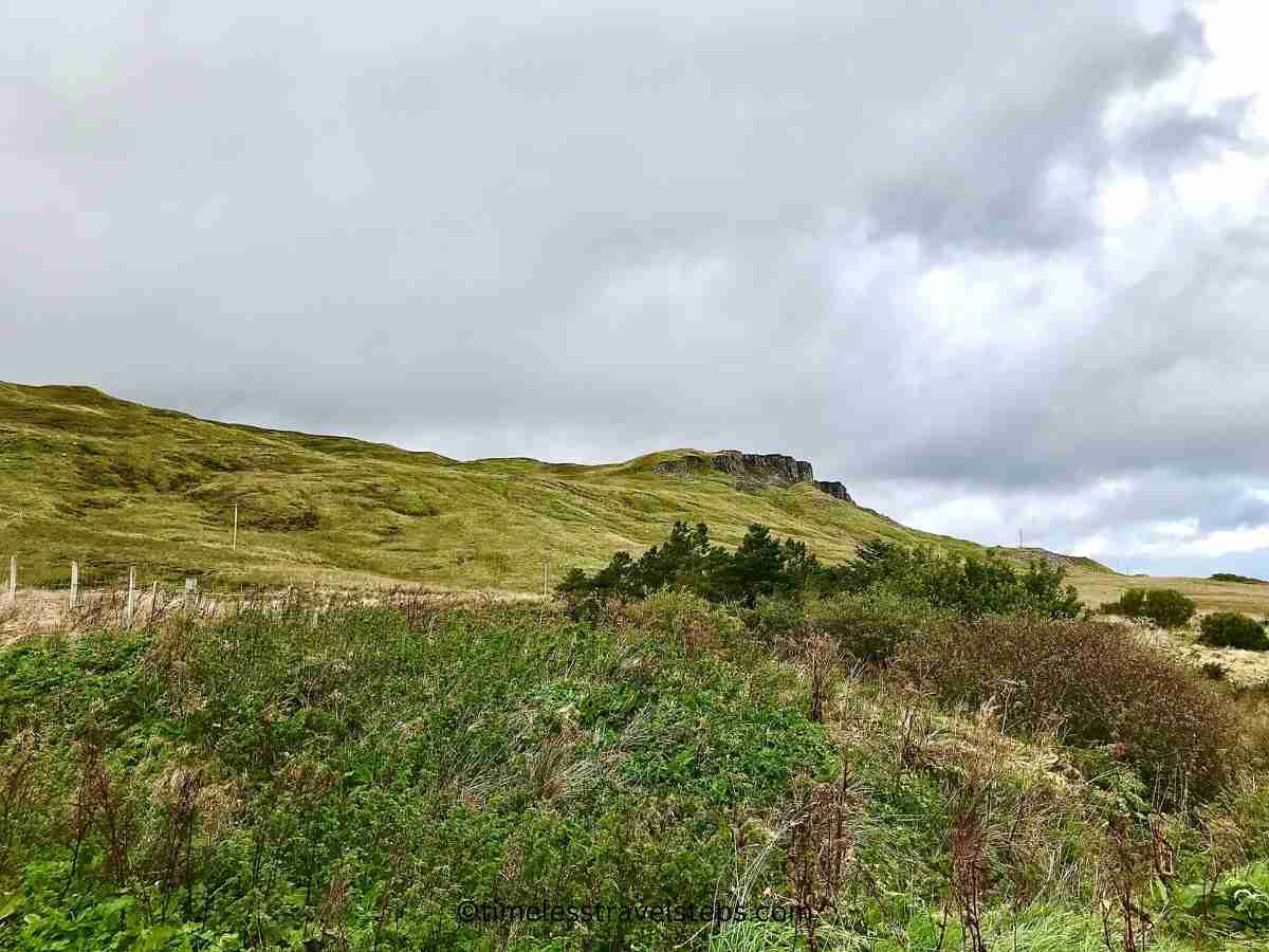 the surrounding landscape as you walk uphill