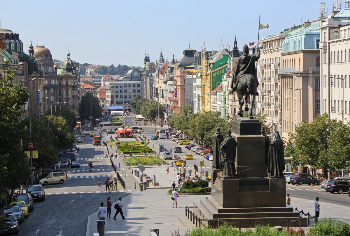 Aerial view from the top of Wenceslas Square