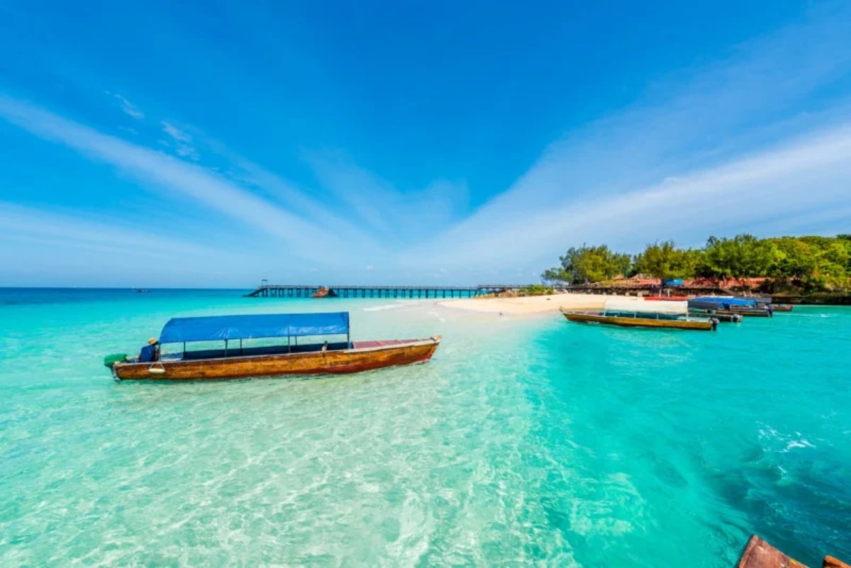 Zanzibar shore with boats in Africa