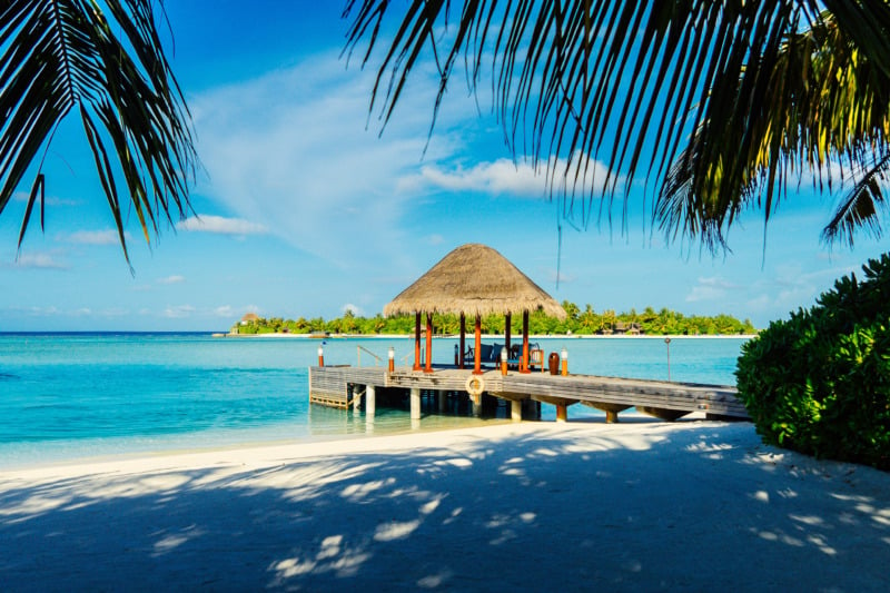 Welcoming point of Anantara resort on Dhigu island