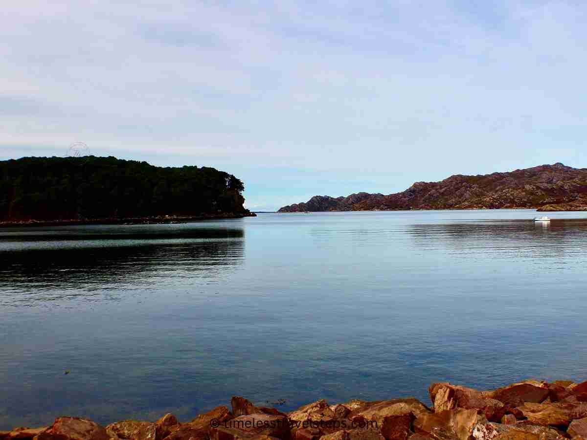 serene view of Loch Shieldaig from the village waterfront: Shieldaig Scotland