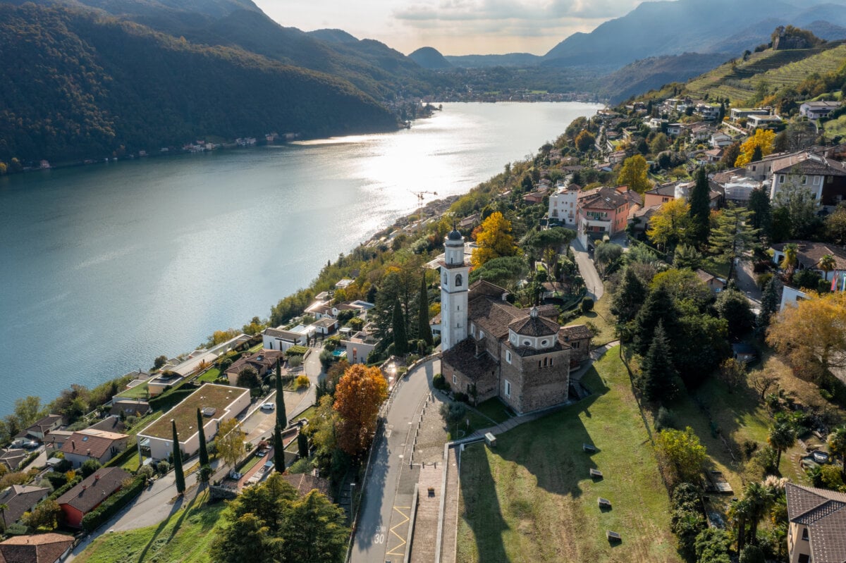 Drone photo of Lake Lugano