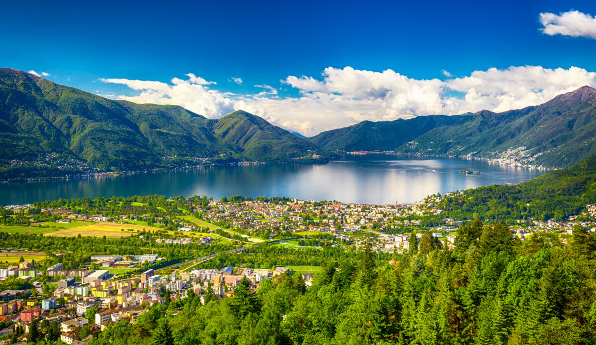 View to Locarno city and Lago Maggiore 