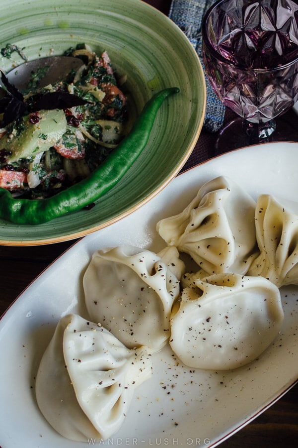 A plate of khinkali dumplings at Magnolia restaurant in Kutaisi.