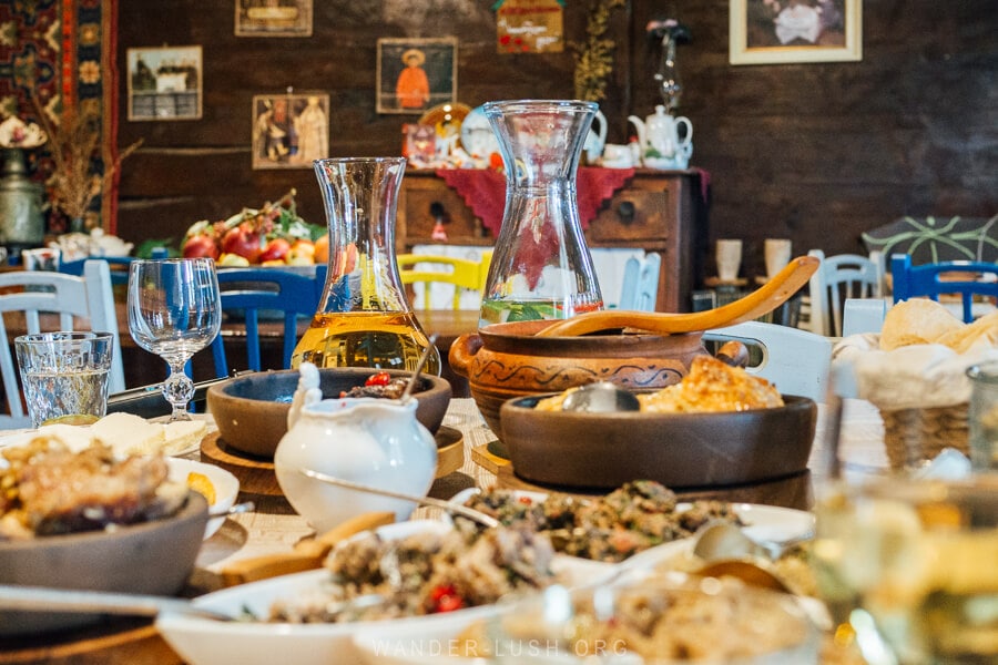 Lunch at Agro Guesthouse Korena in Motsameta, a local Imeretian restaurant near Kutaisi.