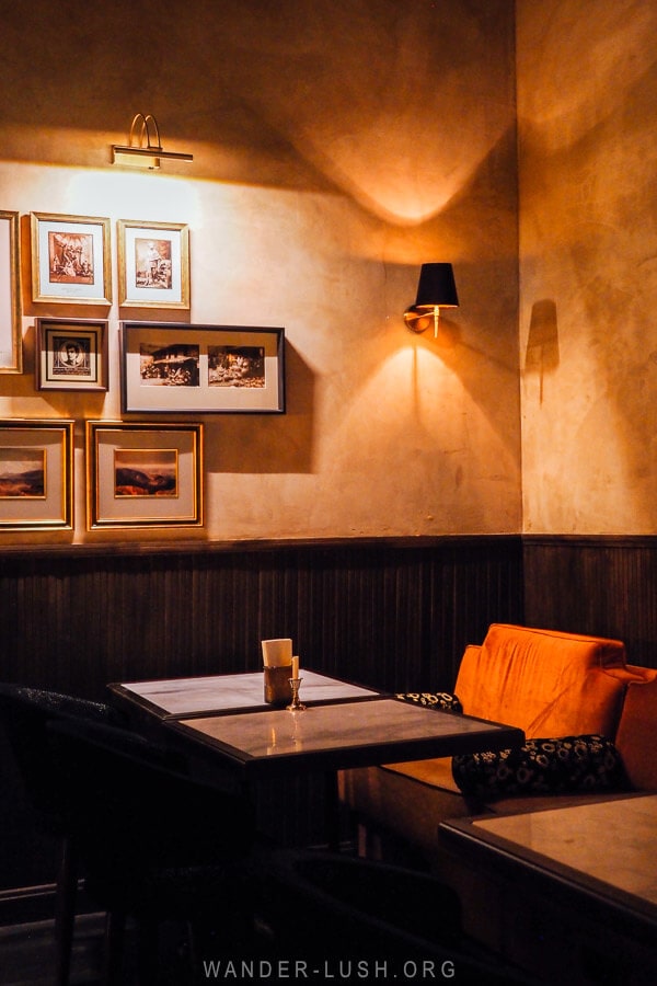 Booth seating at Doli Kutaisi restaurant.