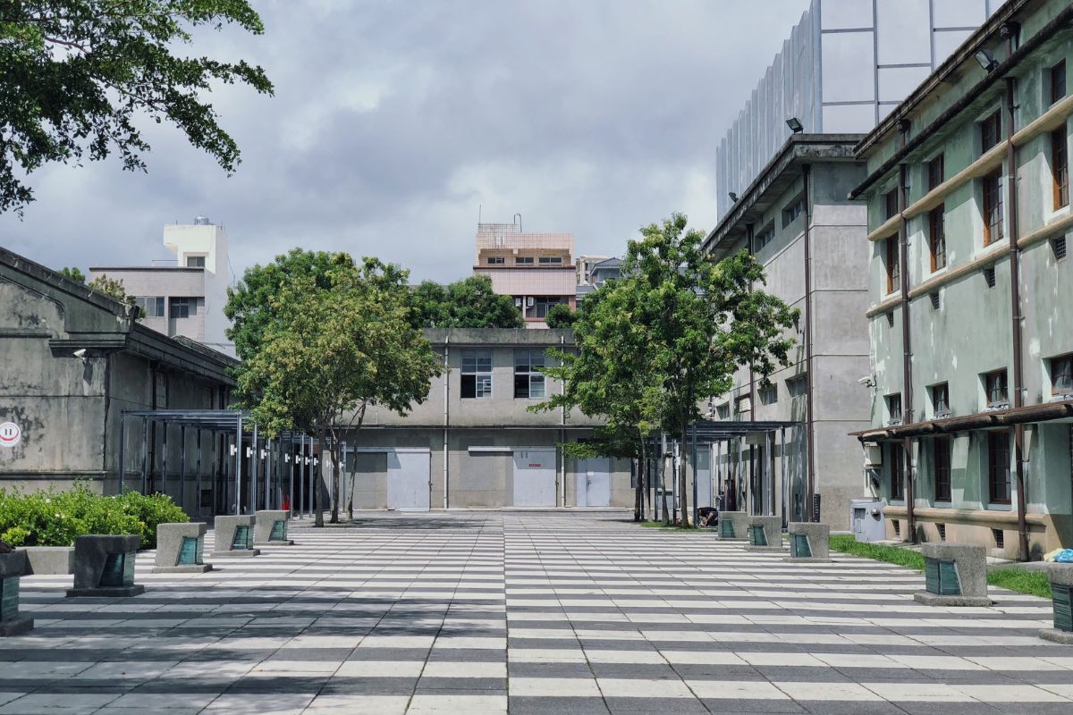 Striped alley inside the Hualien Cultural and Creative Industries Park, Hualien City, Taiwan.