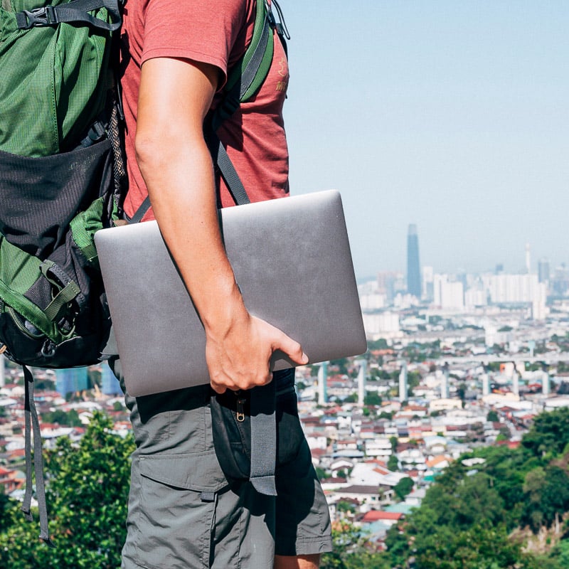 carrying a laptop