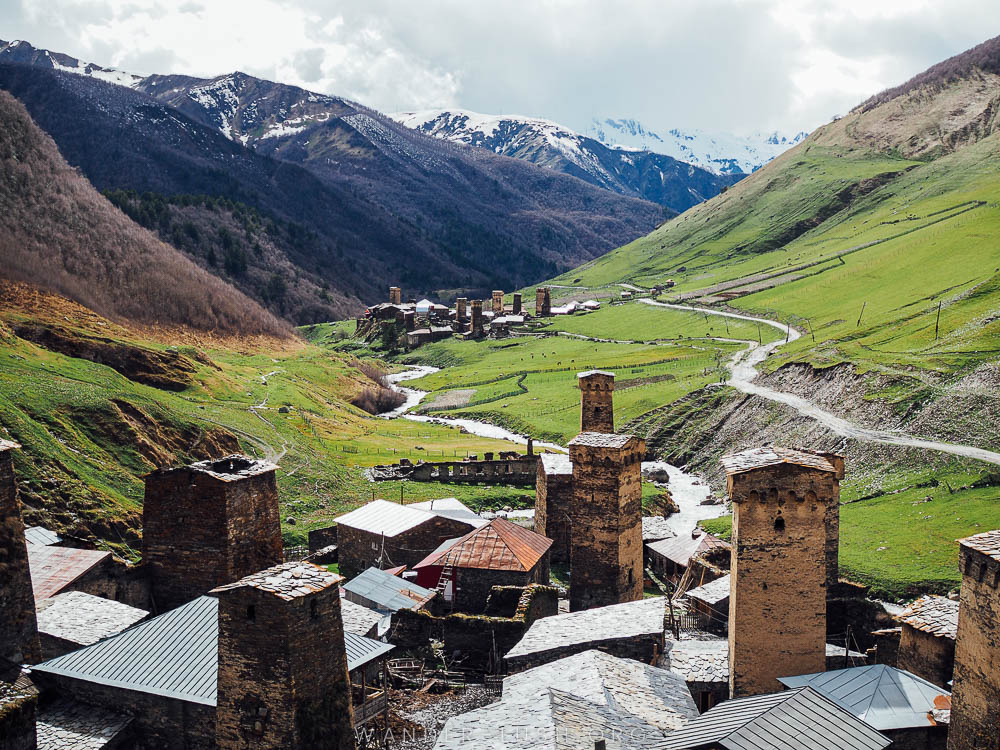 Stone tower houses in Ushguli, Georgia.