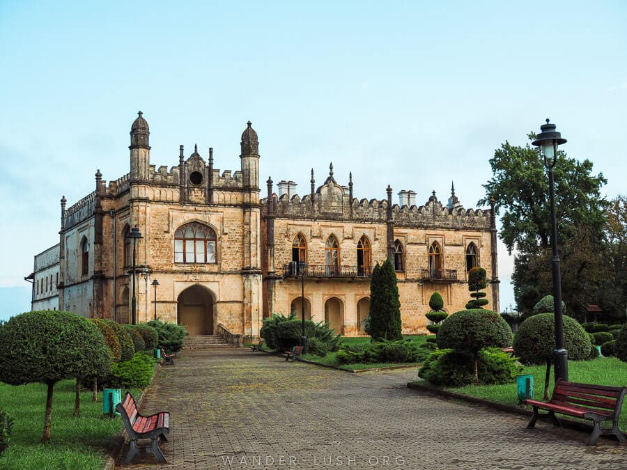 Dadiani Palace, a beautiful castle surrounded by a park in Zugdidi, Georgia.