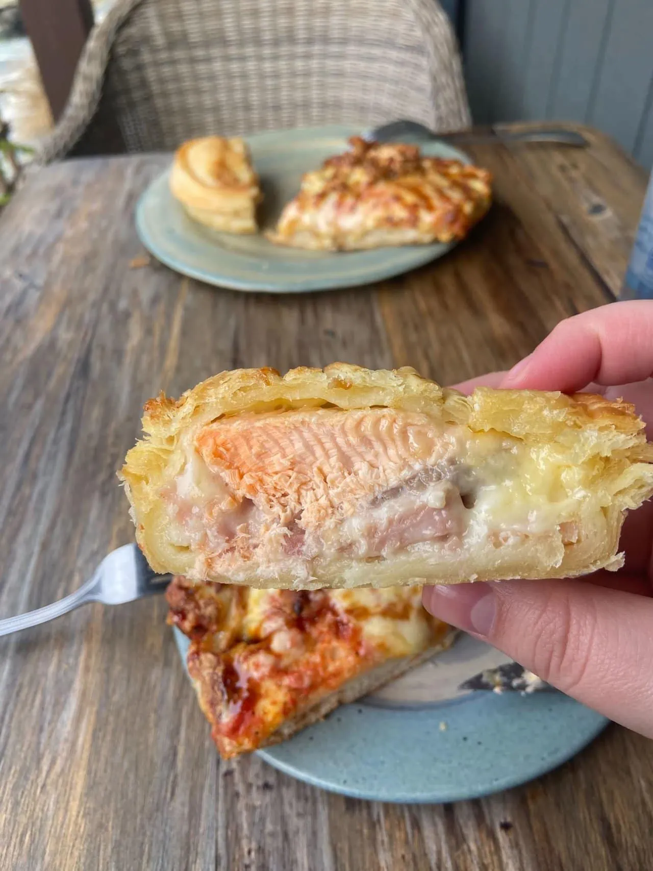 Salmon and bacon pie from Mrs Woolys General Store in Glenorchy