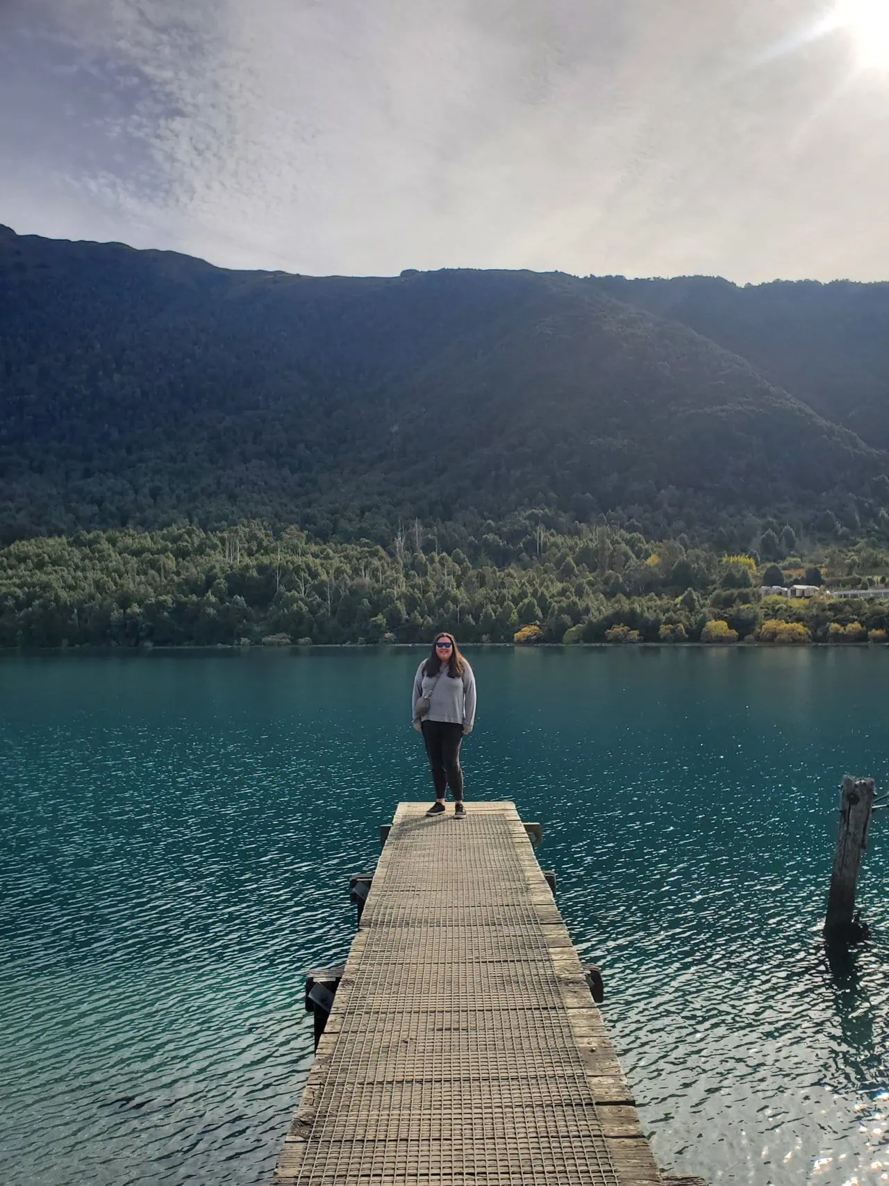 Riana on the Bob's Cove jetty near Queenstown, New Zealand