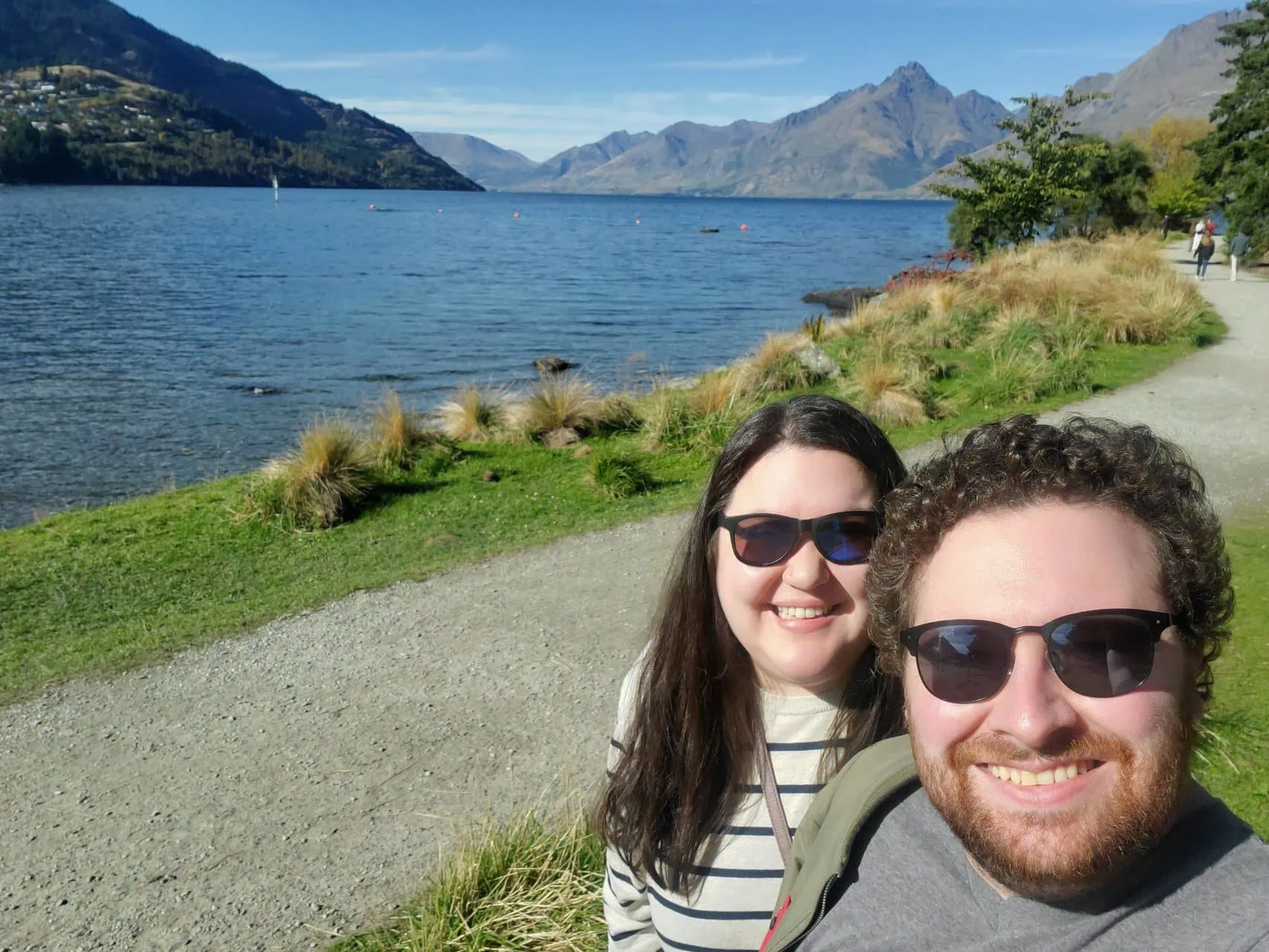 Colin and Riana selfie in Queenstown Gardens, Aotearoa