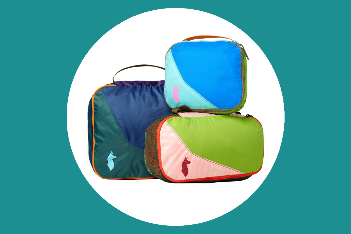 Set of three multicolor Cotopaxi packing cubes in three sizes