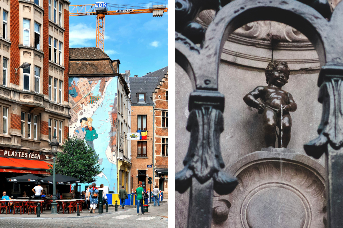 The famous statue of a small boy peeing in Brussels, a city that is one of the best day trips from Paris.