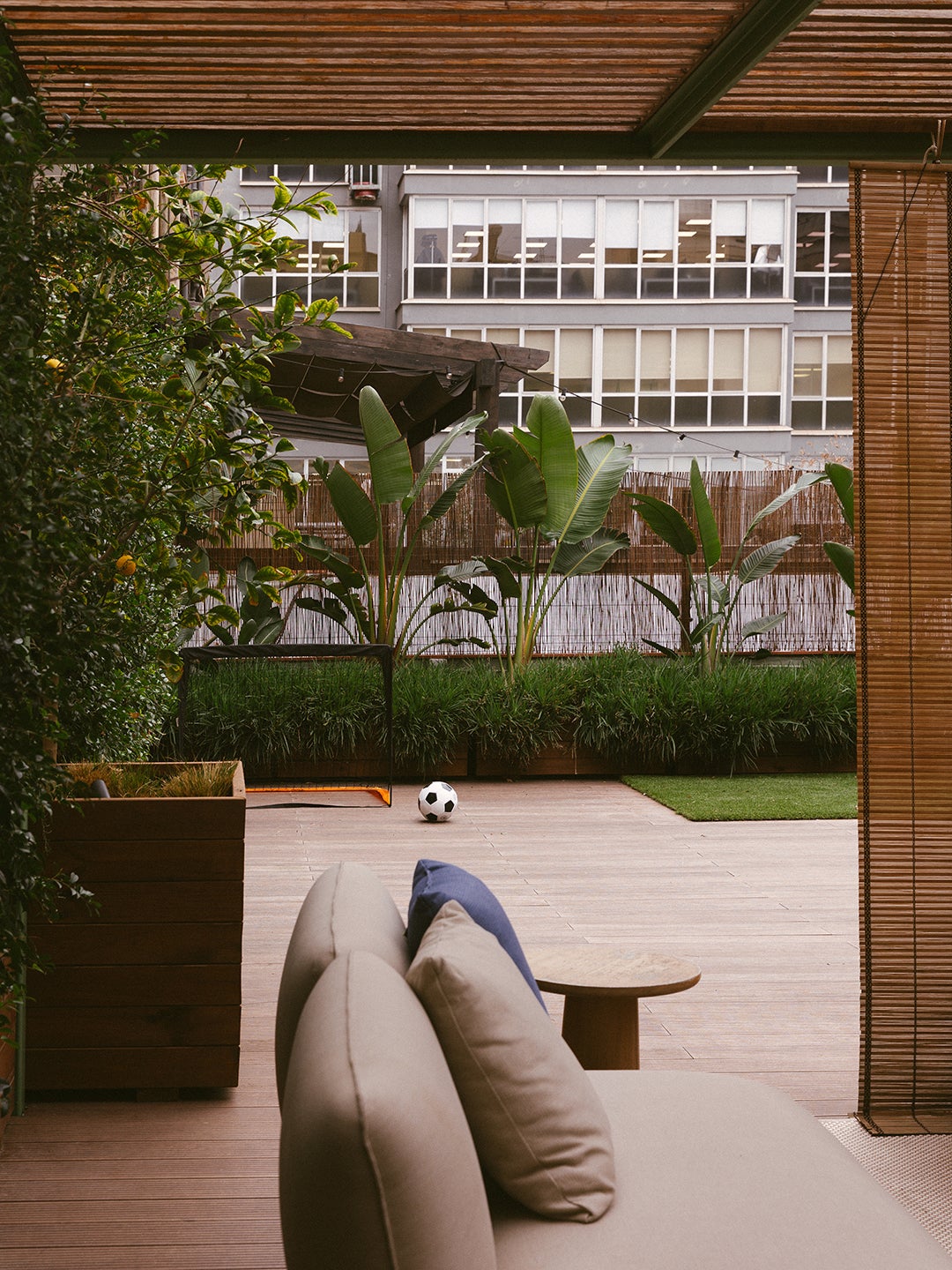 backyard deck in a city