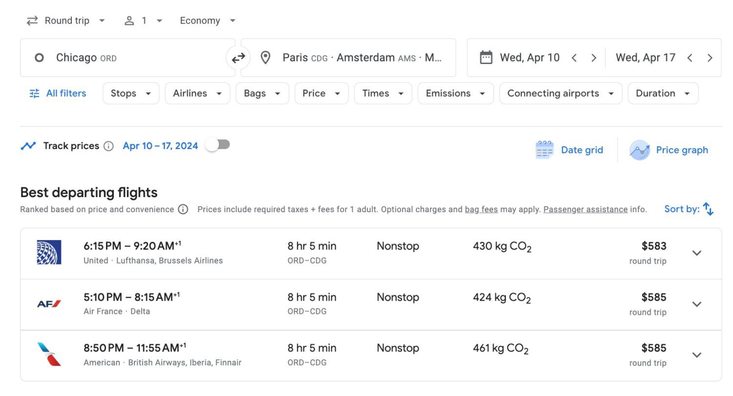 chicago to europe flights