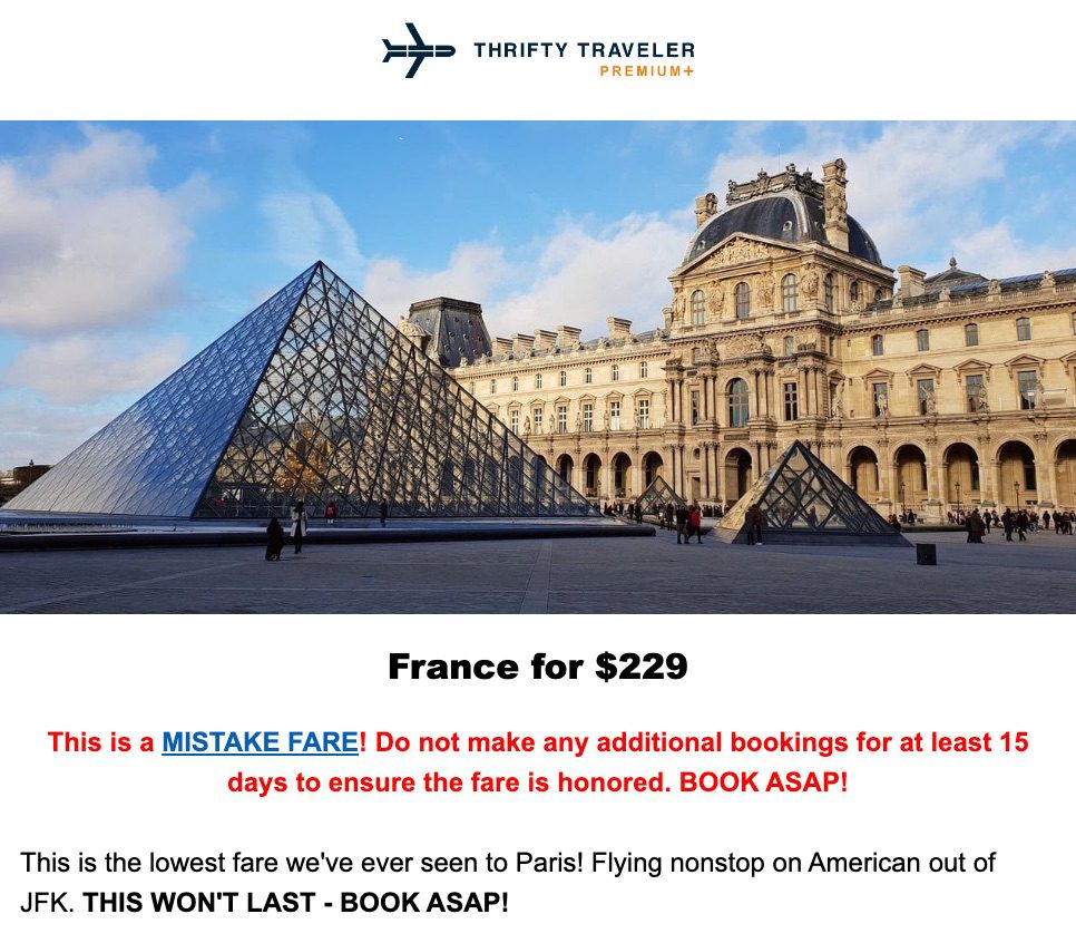 paris mistake fare