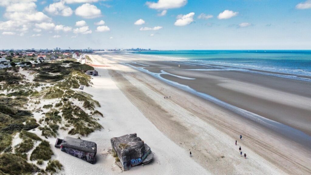 Aerial view of Dunkirk beach in France