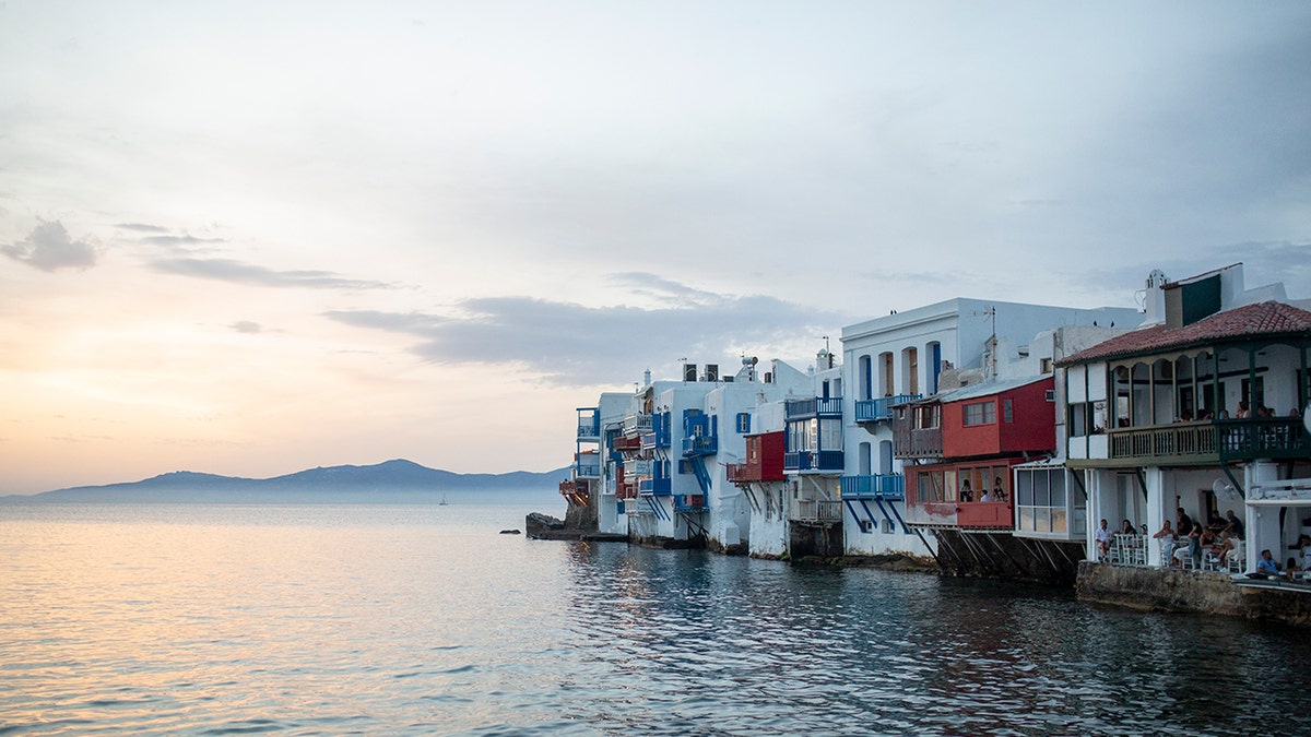 A view of Little Venice in Mykonos, Greece