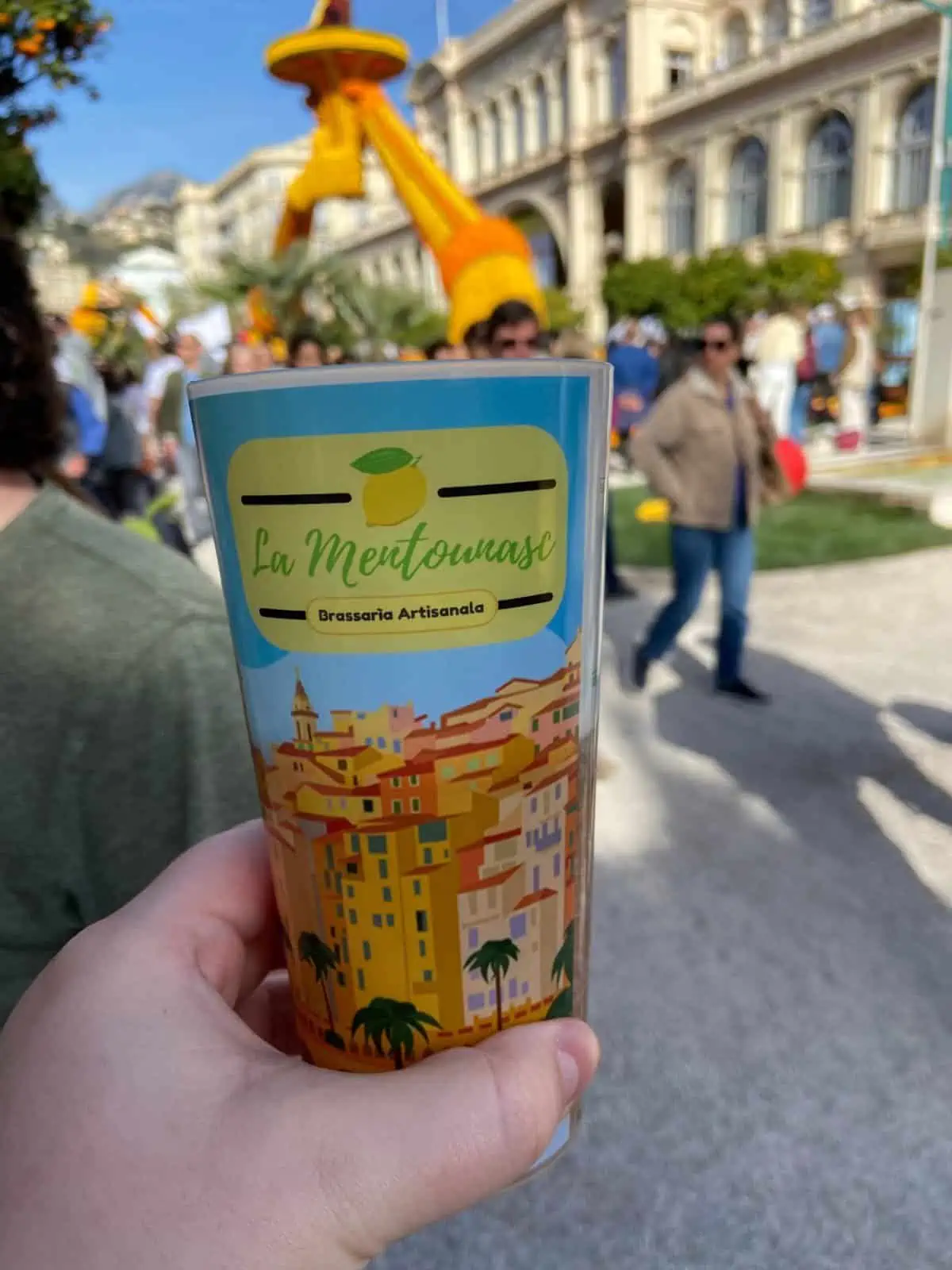 Souvenir beer cup from the Fete du Citron Menton