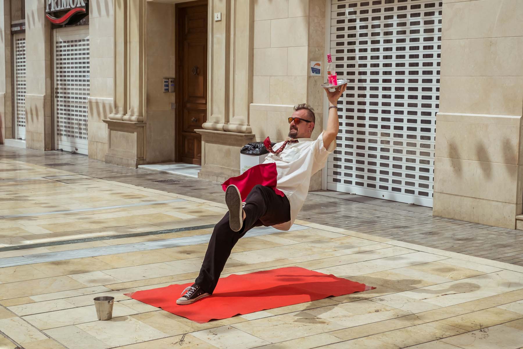 a busker performing in Spain