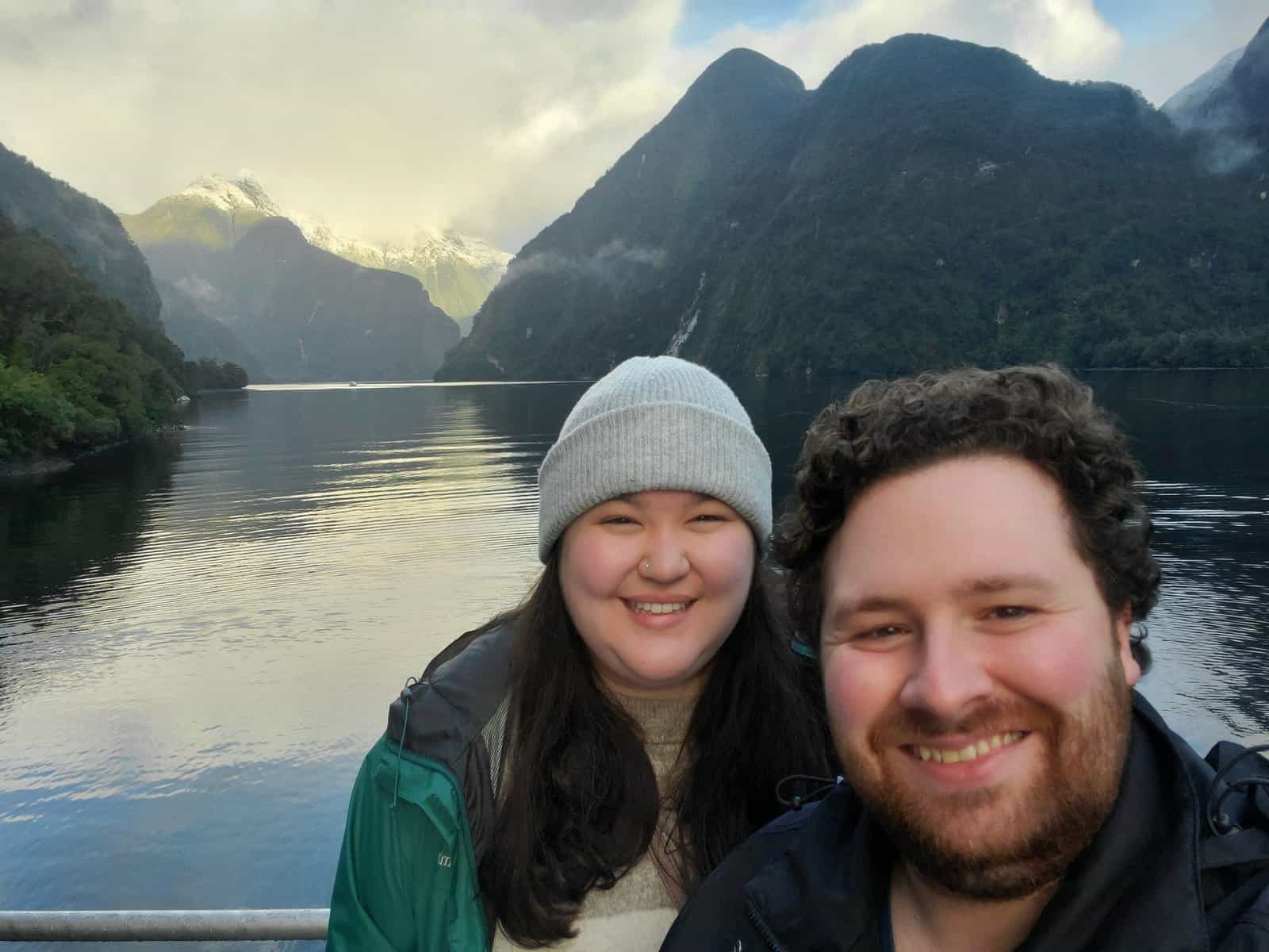 Colin and Riana selfie on Doubtful Sound cruise ship