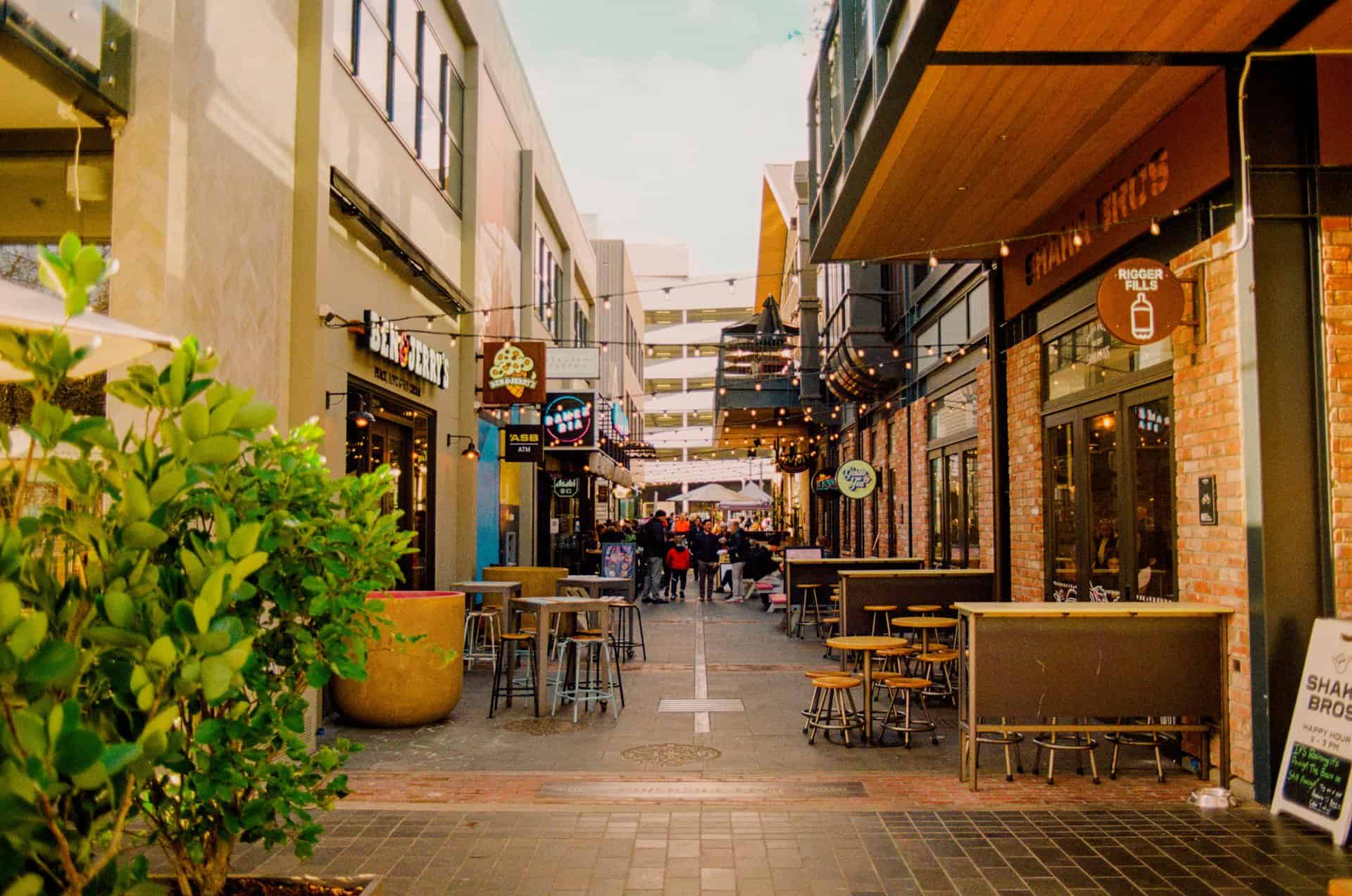 Outdoor dining in Christchurch, South Island, New Zealand