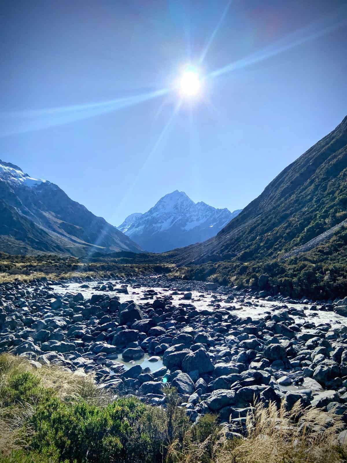 view of Aoraki Mt Cook in New Zealand