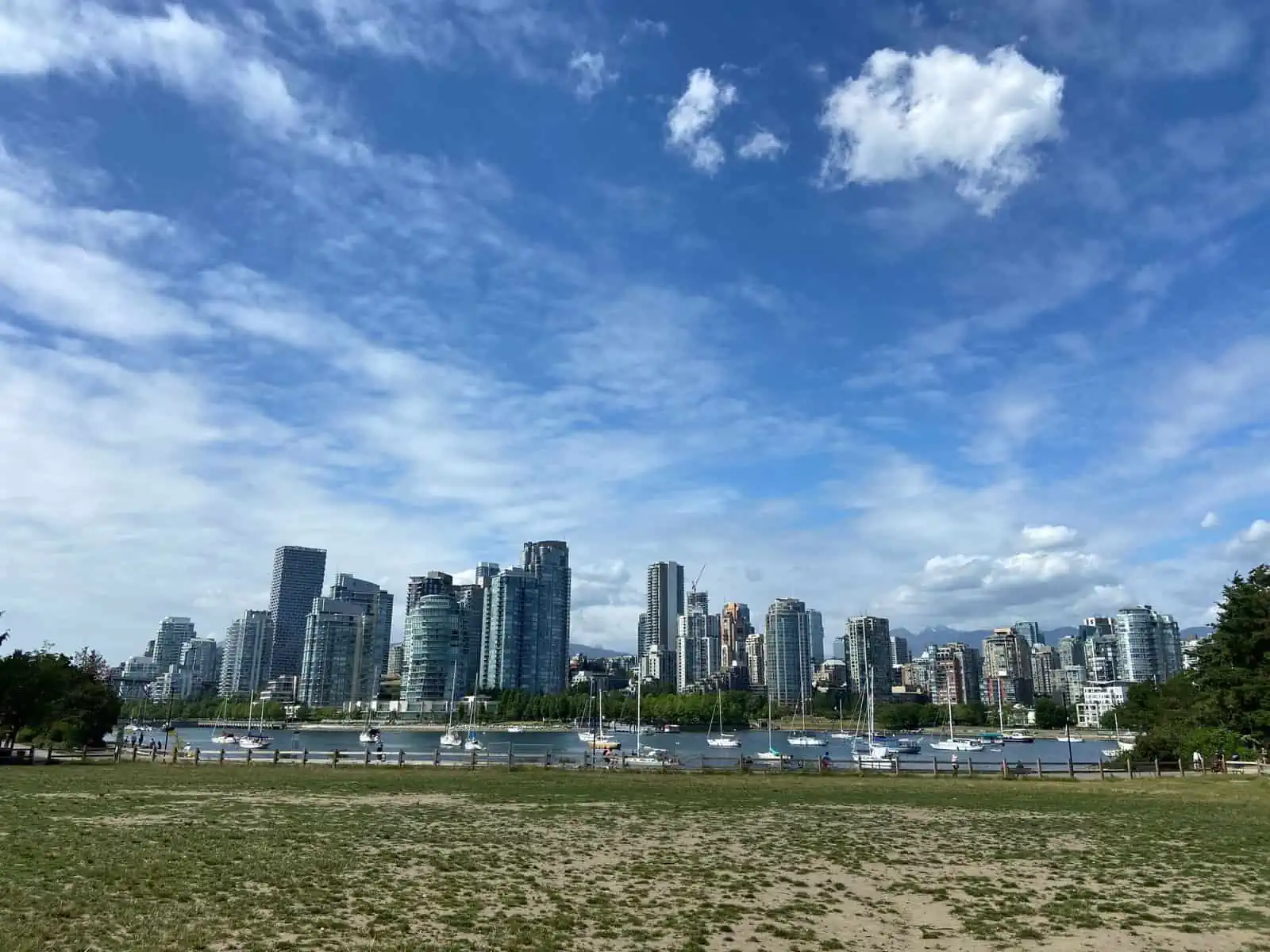 Vancouver skyline and False Creek from Charleson Park