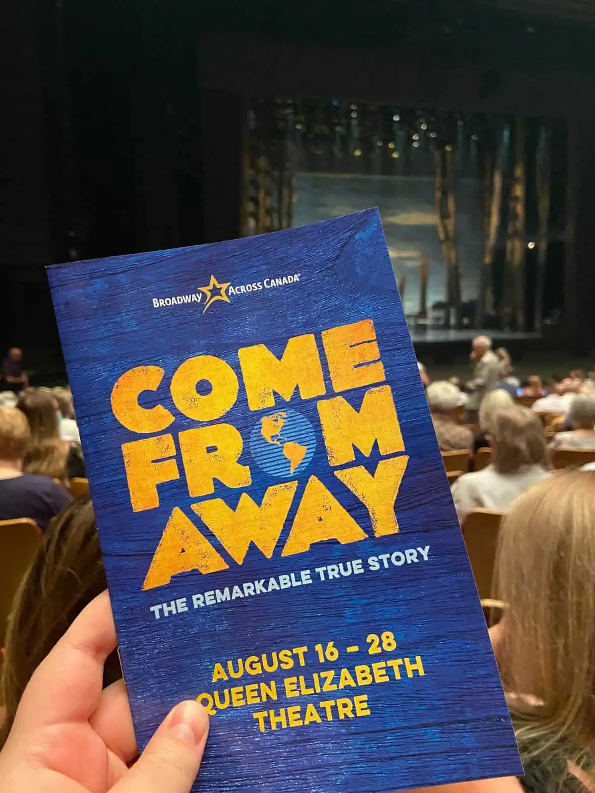 Come From Away playbill, musical about Gander, Newfoundland