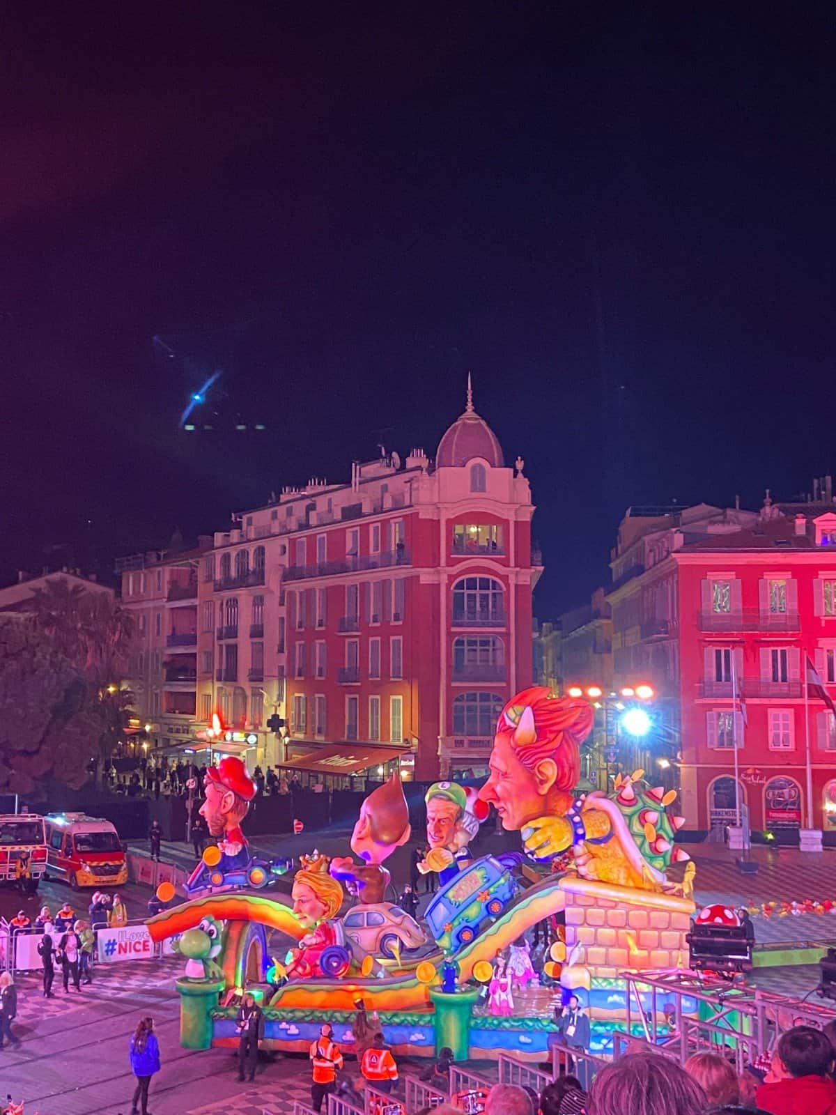 A float at the carnival in Nice featuring cartoon characters