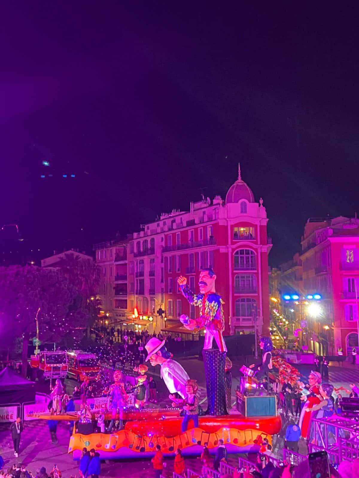 Nice Carnival float with Freddie Mercury and other pop culture icons at the 2024 parade