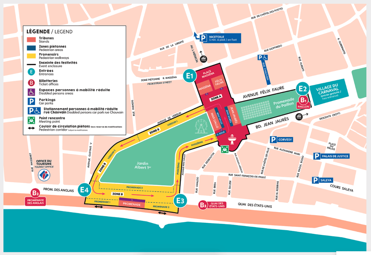 Carnaval de Nice 2024 parade map