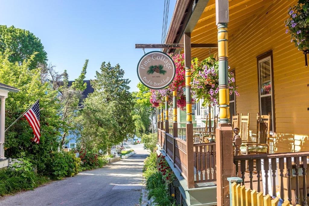 Front and sign of the Pine Cottage Bed & Breakfast