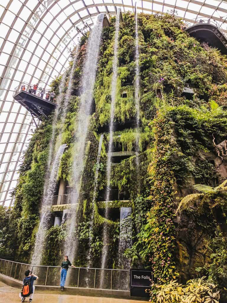 Waterfall at the Cloud Forest at Gardens by the Bay in Singapore