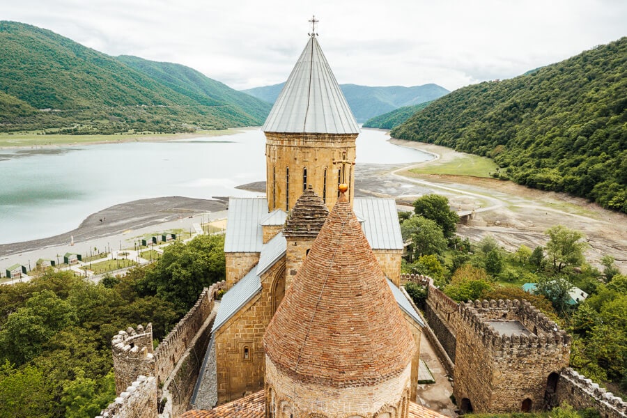 Ananuri Fortress on the Georgian Military Highway in Georgia.