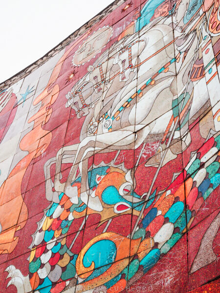 Close up of a mosaic in Gudauri, Georgia.