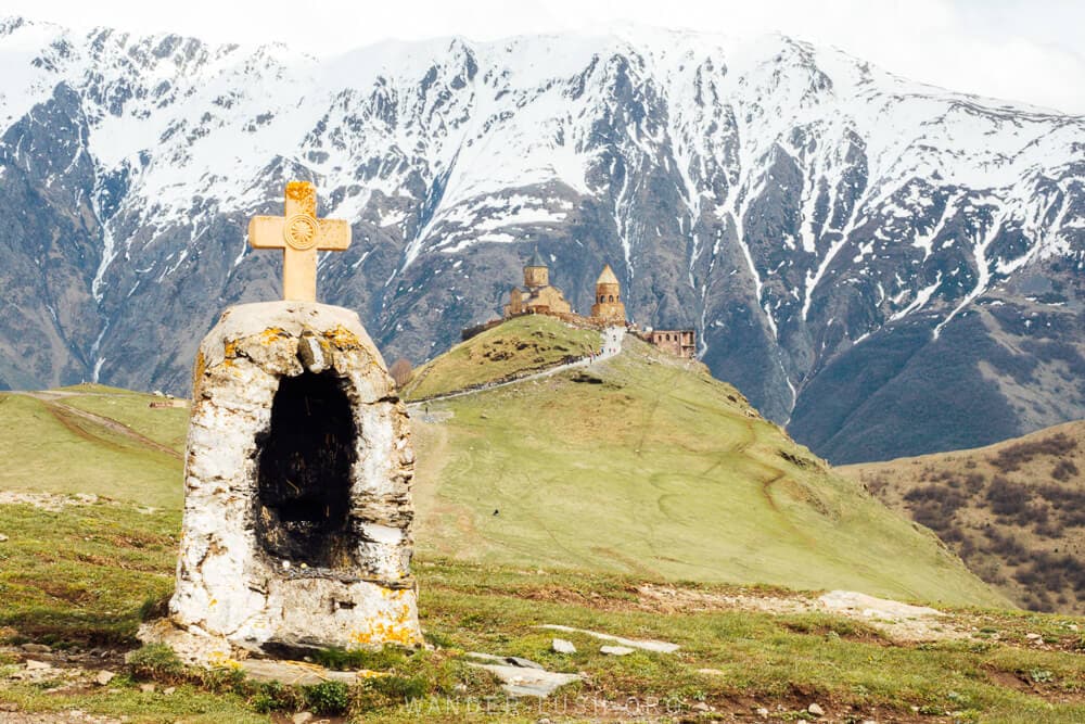 Gergeti Trinity, a church perched high on a mountain in Georgia.