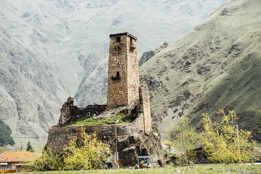 Sno Castle, a fortified tower in Sno village off the Military Highway in Georgia.