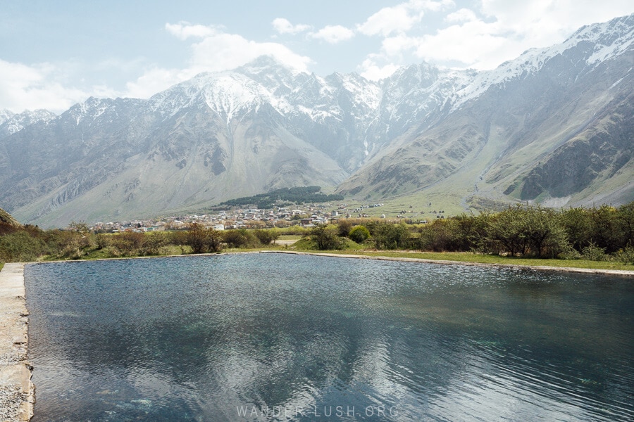 Pansheti Mineral Water pool, a natural swimming pool in the mountains of Georgia.