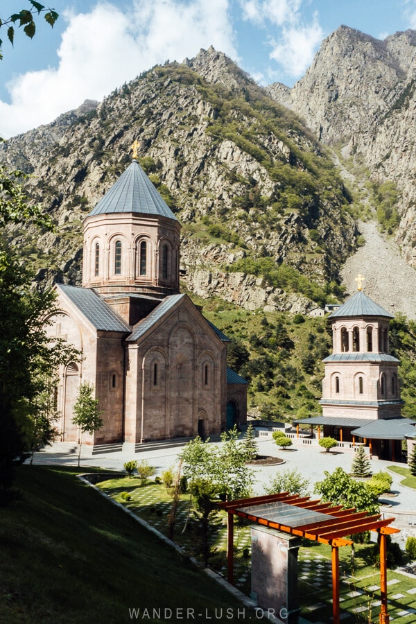 Dariali Monastery near the border between Russia and Georgia.