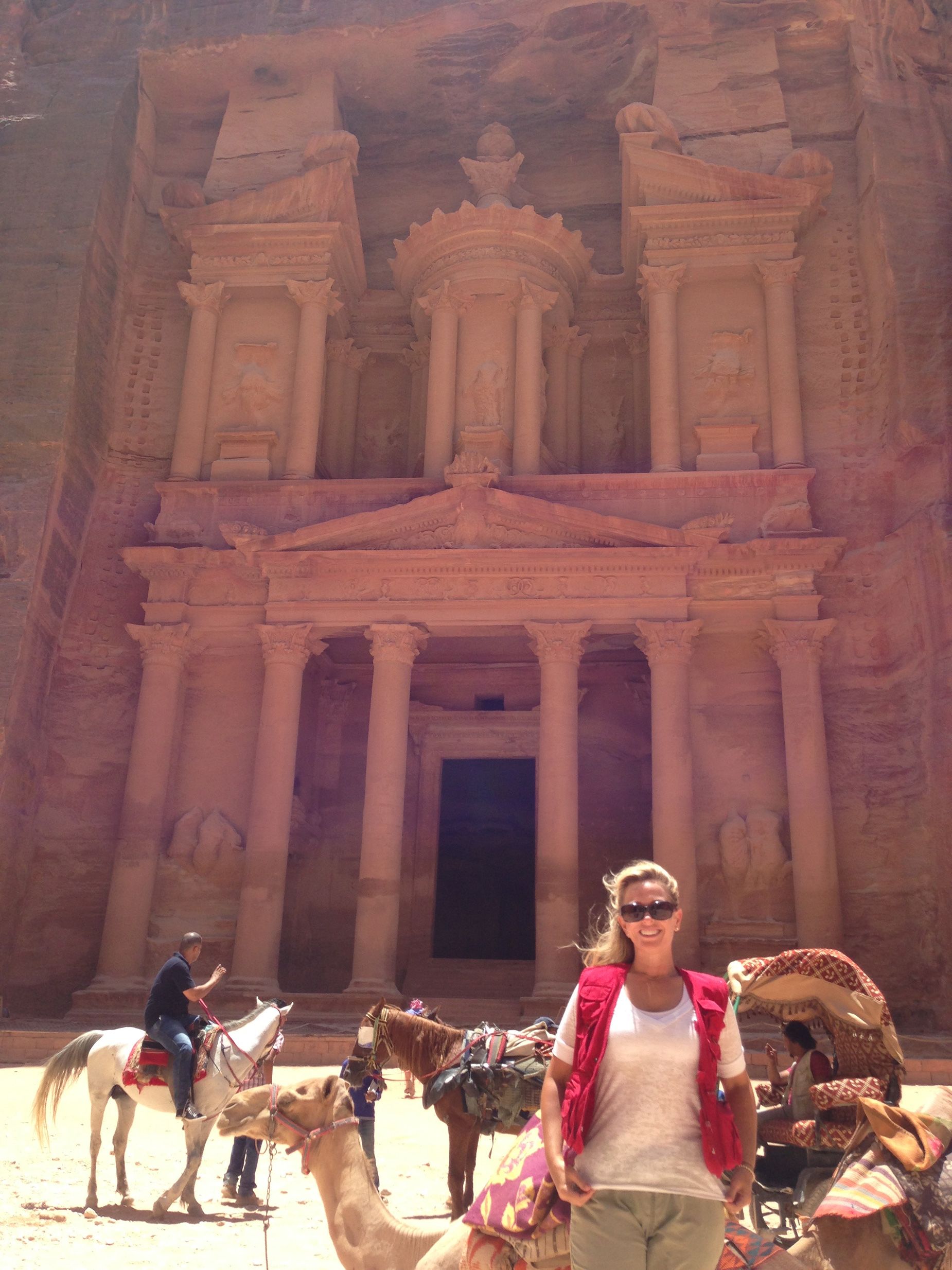 TV host Pamela Holt  visited Petra, Jordan six months after having spine surgery.