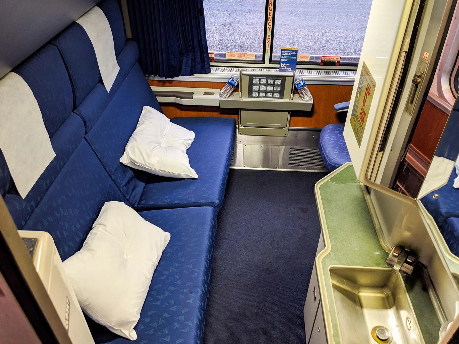 A sleeper room that could hold three passengers.